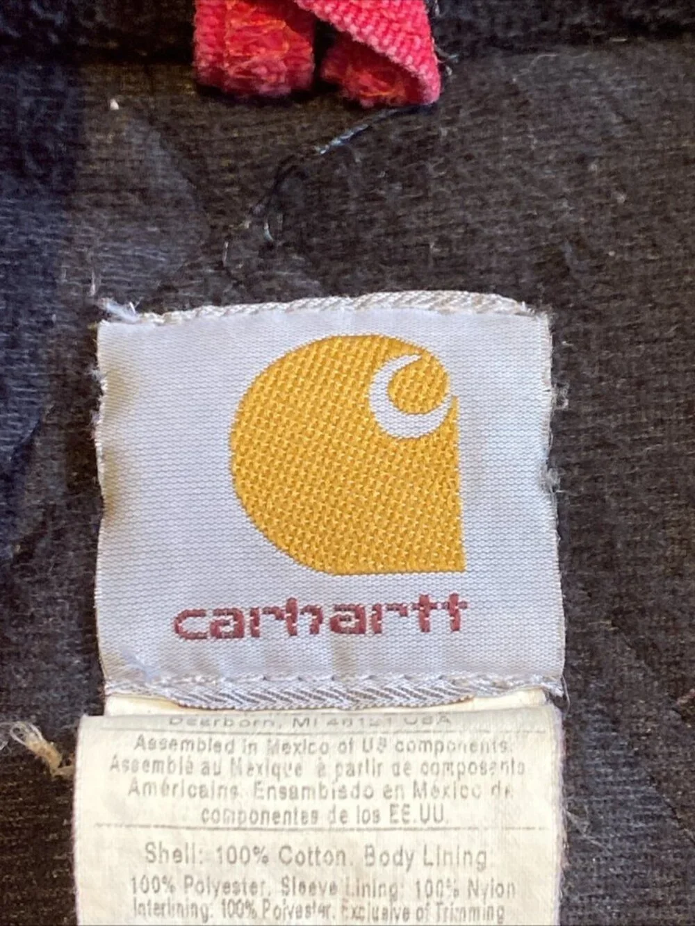 VTG Carhartt Y2K Unisex Red Hooded Zip-Up Work Farm Jacket Large USA Made - Picture 8 of 16